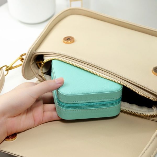 Compact Travel Leather Jewelry Organizer Box – Portable Pocket-sized Case With Zipper Closure For Rings, Earrings, Necklaces & Accessories