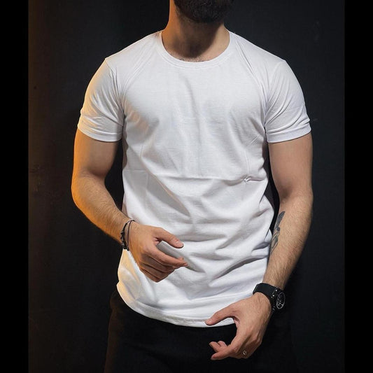 Men's Plain White Jersey T-Shirt - 1 Pc Round Neck Tee