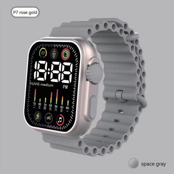 Digital Sports Led Electronic Watch | P7 Rose Gold Marine Band Fashion